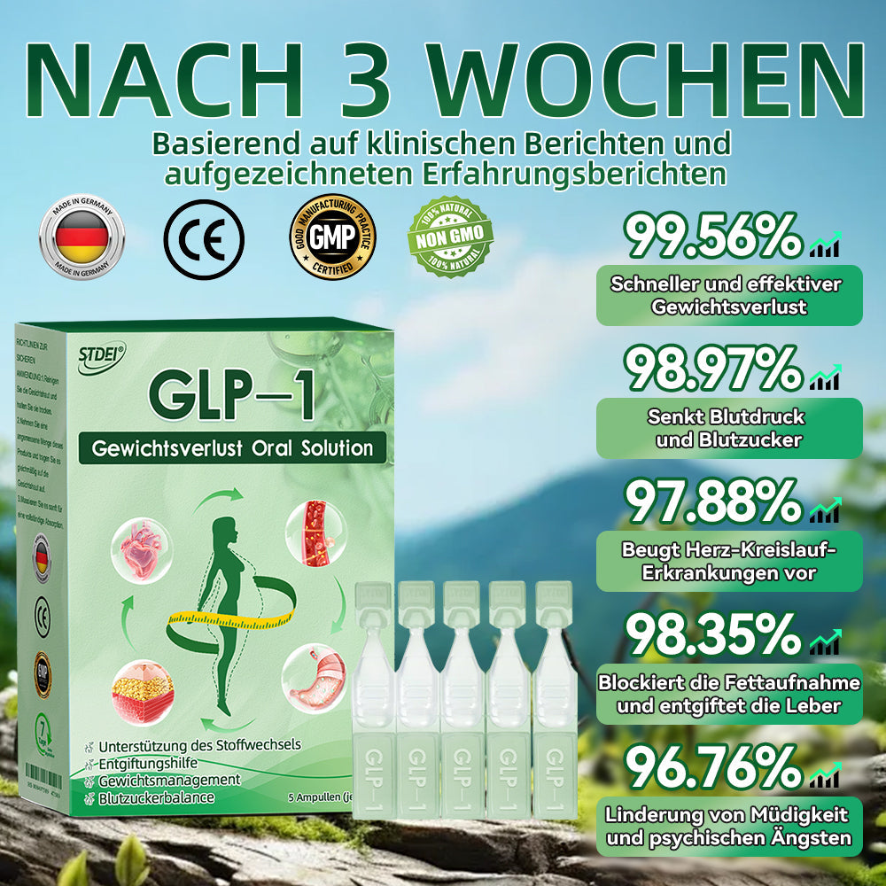 STDEI® GLP-1 Orale Lösung 🌿 Nur eine Dosis pro Tag – nach 7 Tagen sehen Sie bereits sichtbare Veränderungen ✅ Für Adipositas, Herz-Kreislauf, Diabetes, Schlafapnoe, Gelenke und mehr🌺