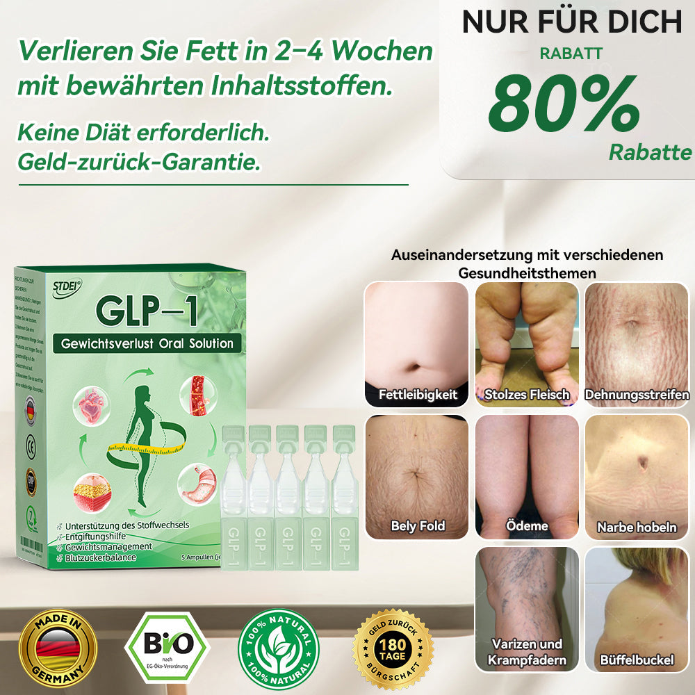 STDEI® GLP-1 Orale Lösung 🌿 Nur eine Dosis pro Tag – nach 7 Tagen sehen Sie bereits sichtbare Veränderungen ✅ Für Adipositas, Herz-Kreislauf, Diabetes, Schlafapnoe, Gelenke und mehr🌺