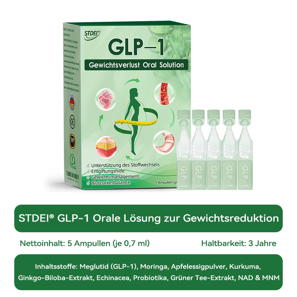 STDEI® GLP-1 Orale Lösung 🌿 Nur eine Dosis pro Tag – nach 7 Tagen sehen Sie bereits sichtbare Veränderungen ✅ Für Adipositas, Herz-Kreislauf, Diabetes, Schlafapnoe, Gelenke und mehr🌺