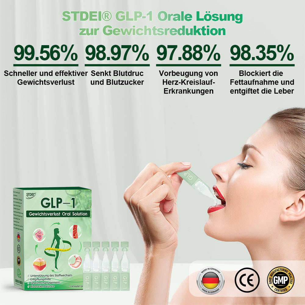 STDEI® GLP-1 Orale Lösung 🌿 Nur eine Dosis pro Tag – nach 7 Tagen sehen Sie bereits sichtbare Veränderungen ✅ Für Adipositas, Herz-Kreislauf, Diabetes, Schlafapnoe, Gelenke und mehr🌺